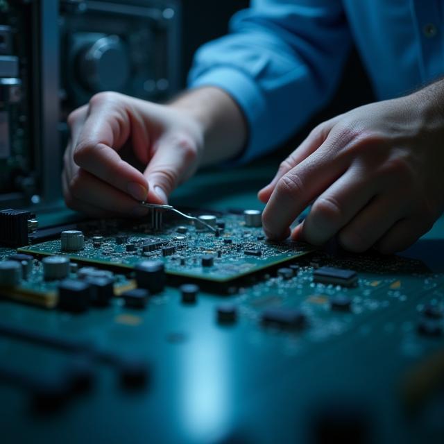 Tecnico che sostituisce scheda elettronica